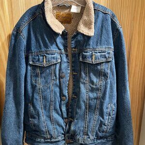 Vintage Schmidt Workwear Sherpa Lined Denim‎ Jacket Men's Large Y2K Trucker